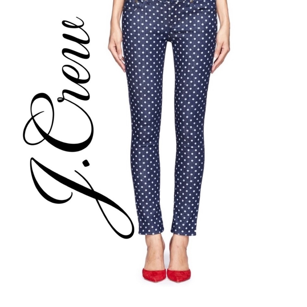 J.Crew Women’s Toothpick 29 Ankle Polka Dotted Jeans.